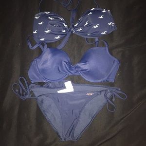 BUNDLE 2 Navy Blue Tops with 1 Bottom Bikini Set
